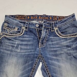 Rock Revival Distressed Blue Jeans